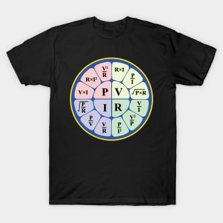 Electrical ohms Law Formula Wheel Chart for Electricians , Electrical Engineering Students , Engineers ,Physics Students T-Shirt